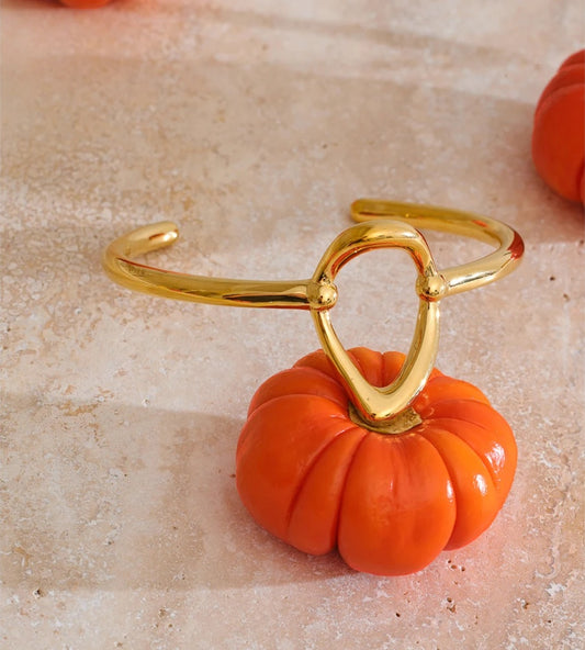 Minimalist oval hollow cuff bangle bracelet - product image