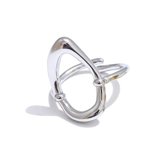 Minimalist oval hollow cuff bangle bracelet - product image