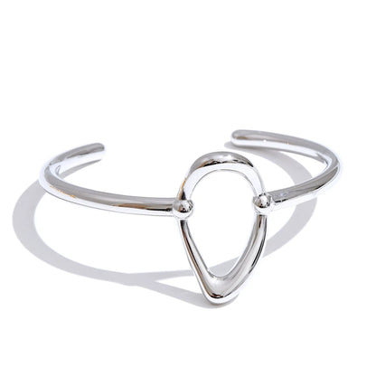 Minimalist oval hollow cuff bangle bracelet - product image