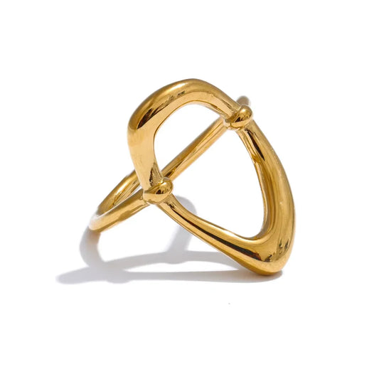 Minimalist oval hollow cuff bangle bracelet - product image