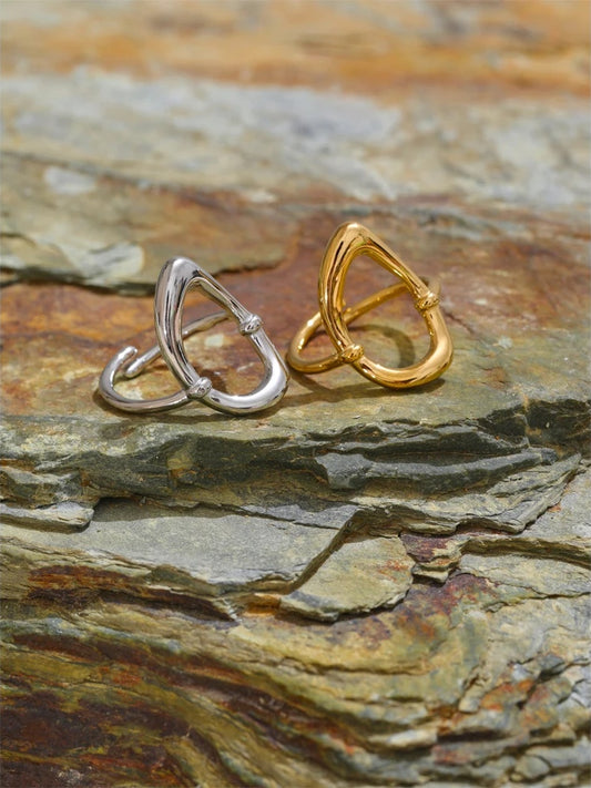Minimalist oval hollow open finger ring - product image