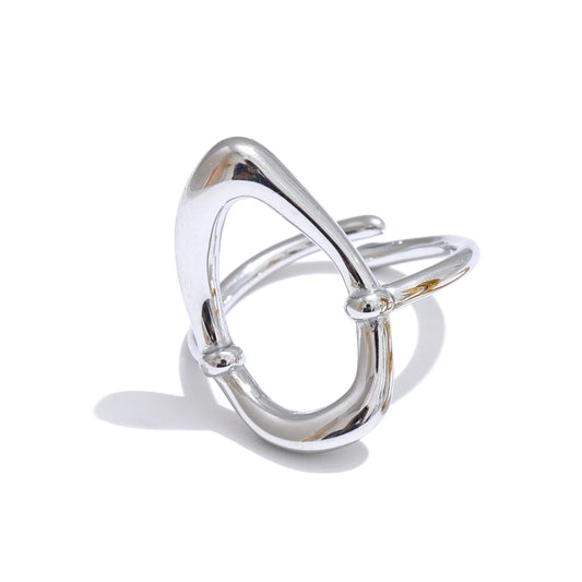 Minimalist oval hollow open finger ring - product image