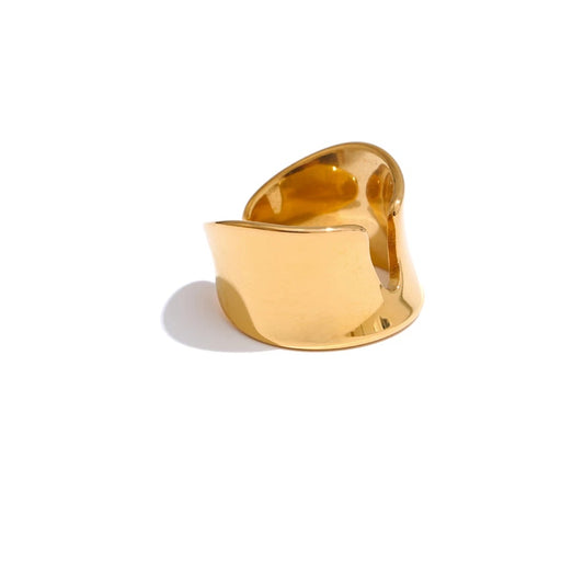 Minimalist polished open minimalist texture ring - product image