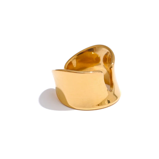 Minimalist polished open minimalist texture ring - product image