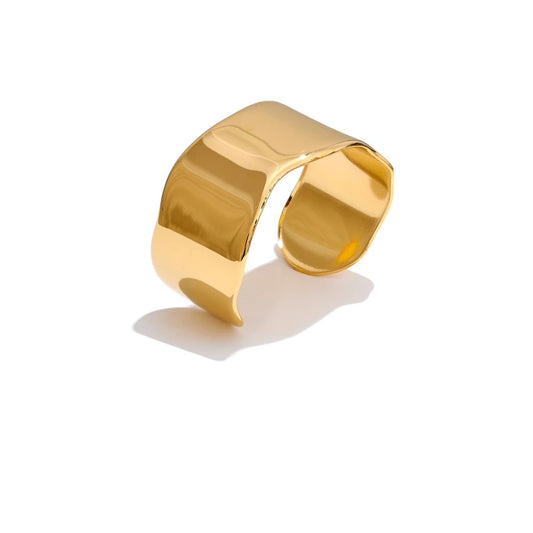 Minimalist polished wide open cuff bracelet - product image