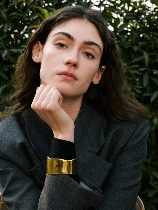 Minimalist polished wide open cuff bracelet - product image