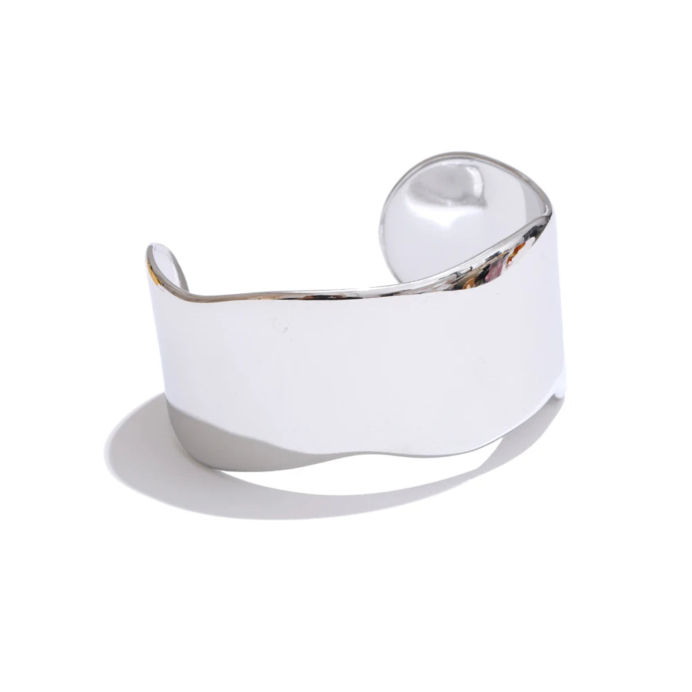 Minimalist polished wide open cuff bracelet - product image