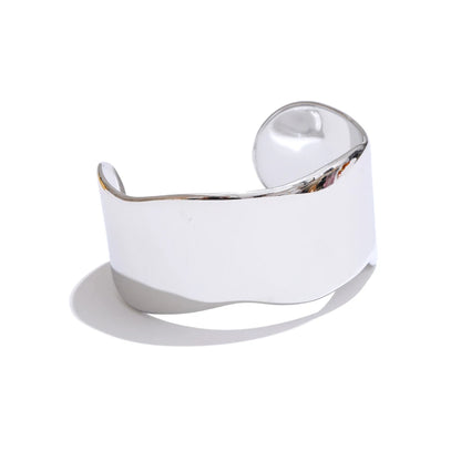 Minimalist polished wide open cuff bracelet - product image