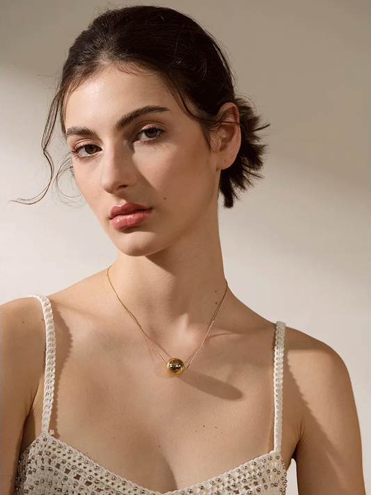 Minimalist round ball bead pendant necklace - product image