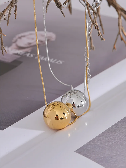 Minimalist round ball bead pendant necklace - product image