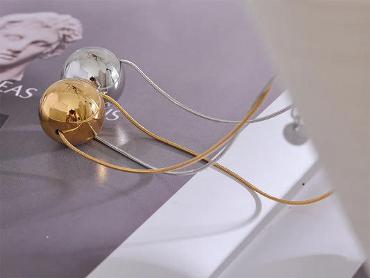 Minimalist round ball bead pendant necklace - product image