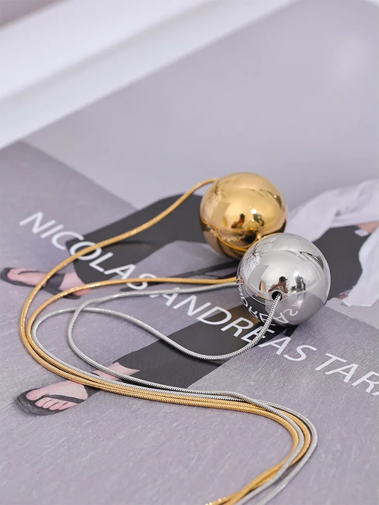 Minimalist round ball bead pendant necklace - product image