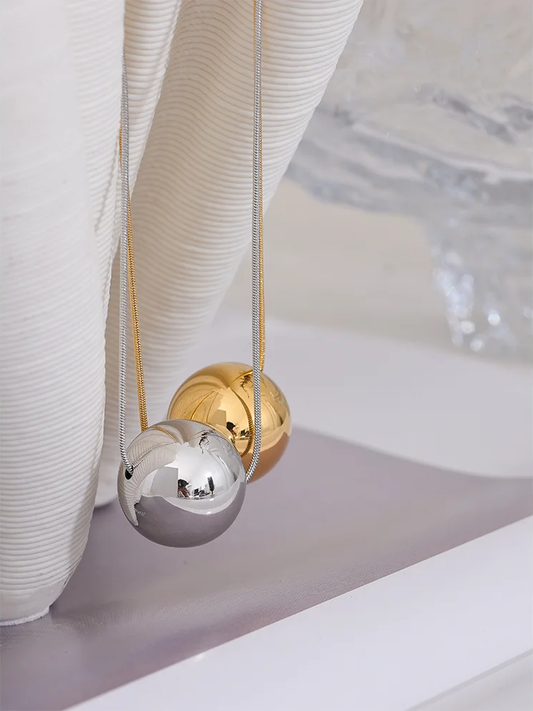Minimalist round ball bead pendant necklace - product image