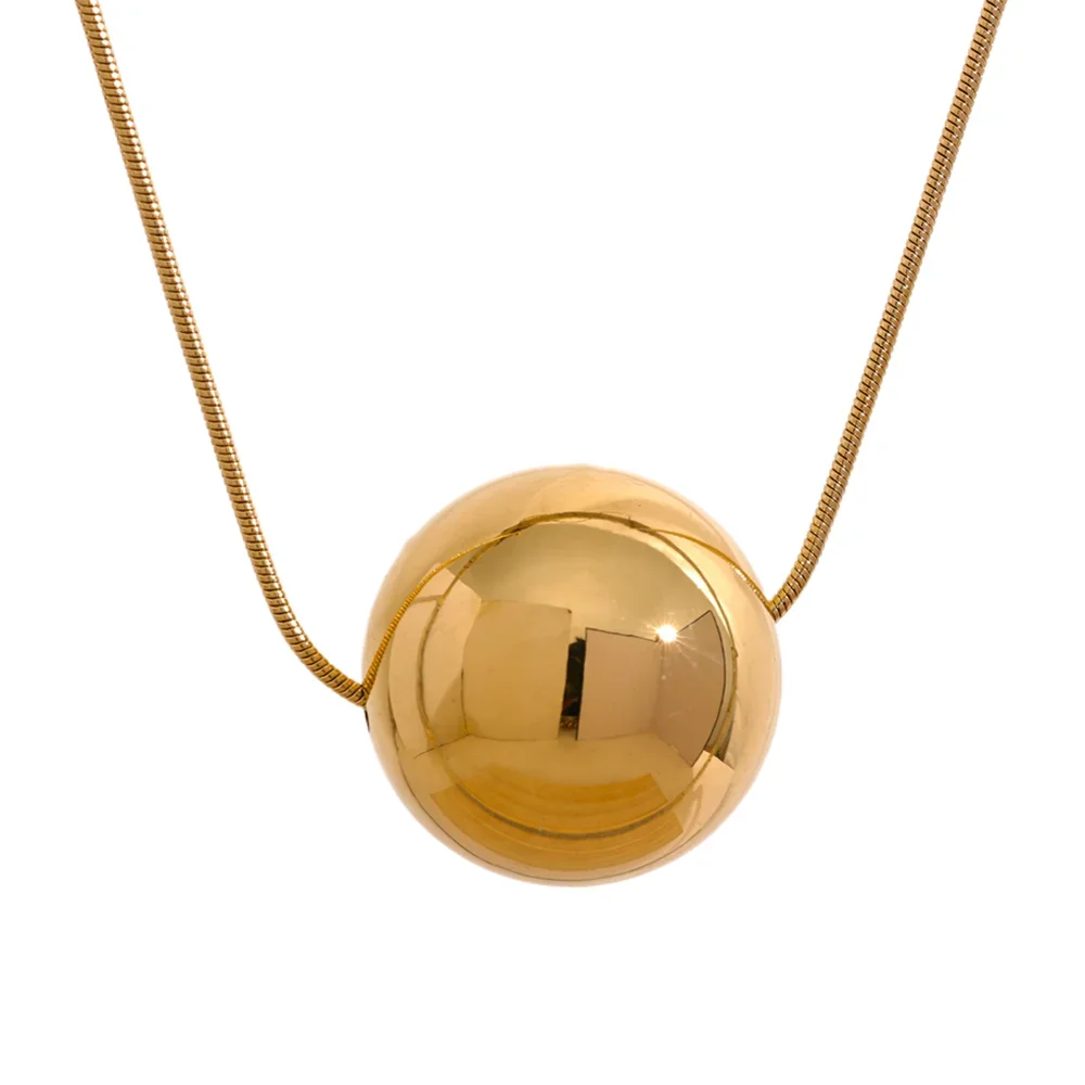 Minimalist round ball bead pendant necklace - product image