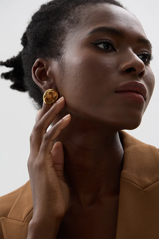 Minimalist round button stud earrings daily wear - product image