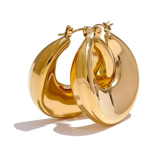 Minimalist round hollow hoop earrings - product image