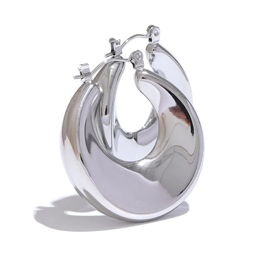Minimalist round hollow hoop earrings - product image