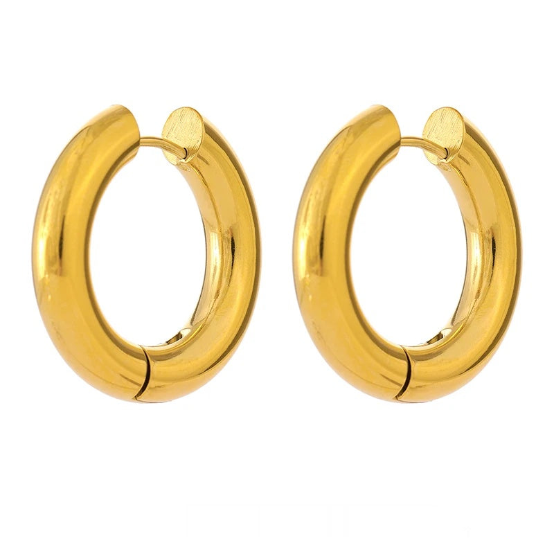 Minimalist round hollow hoop earrings charm - product image