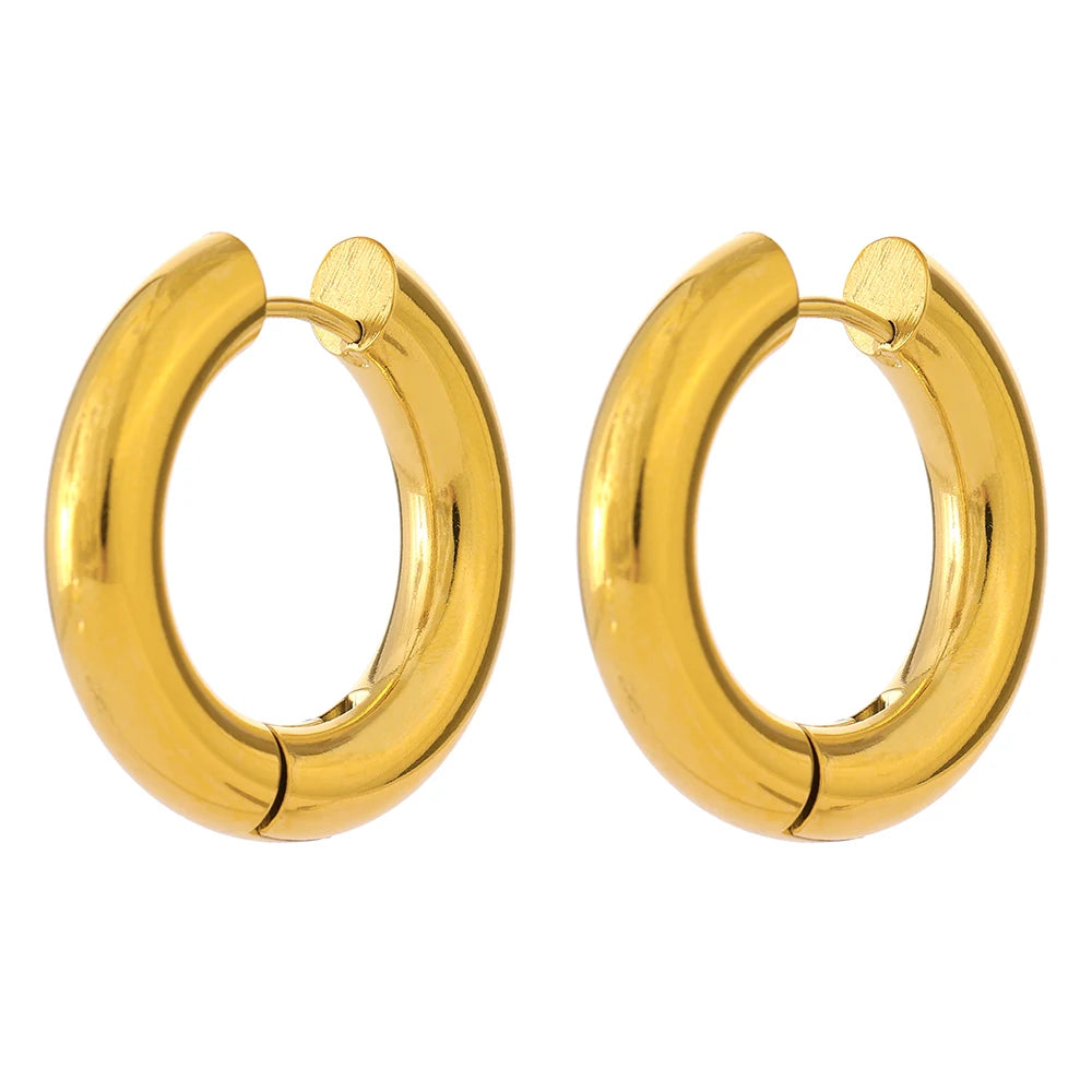 Minimalist round hollow hoop earrings charm - product image