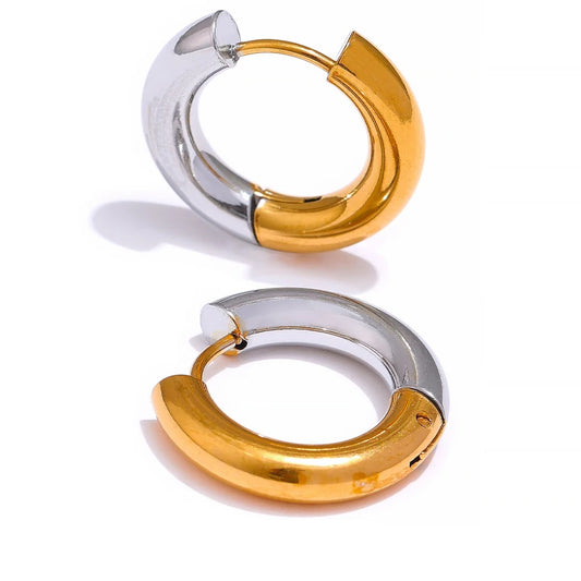 Minimalist round hoop earrings women - product image