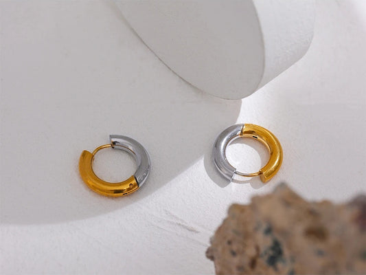 Minimalist round hoop earrings women - product image
