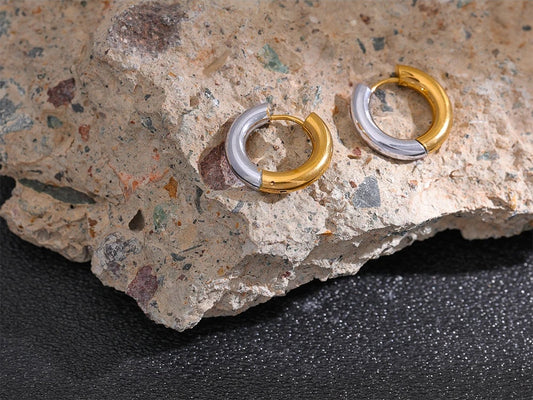 Minimalist round hoop earrings women - product image