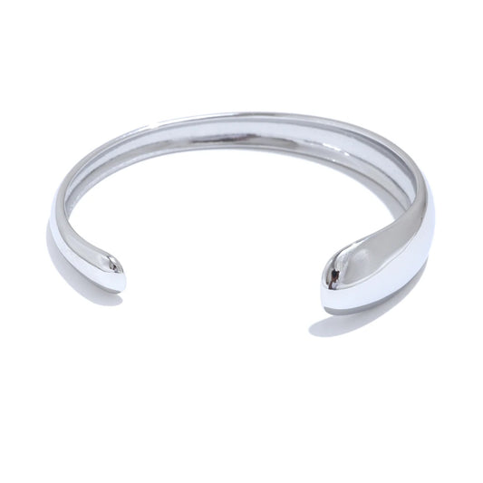 Minimalist round open cuff gold color women bracelet - product image