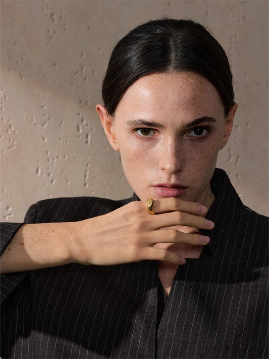 Minimalist smooth metal modern finger ring - product image