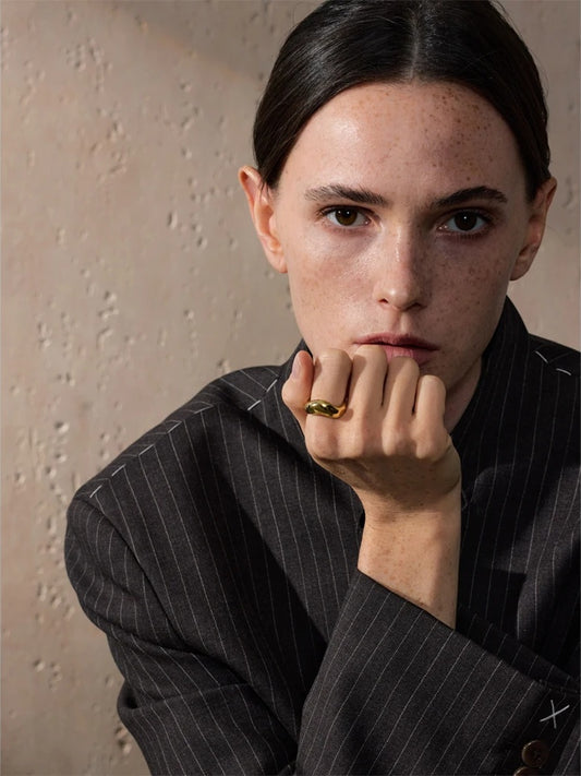 Minimalist smooth metal modern finger ring - product image