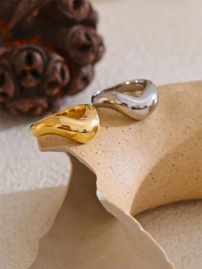 Minimalist smooth metal modern finger ring - product image