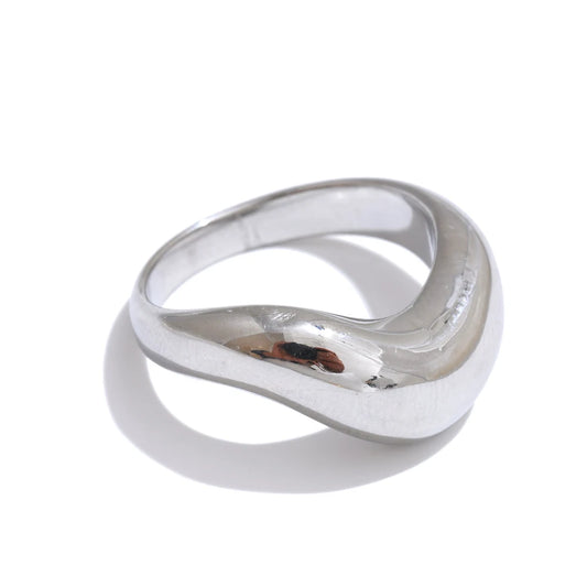 Minimalist smooth metal modern finger ring - product image