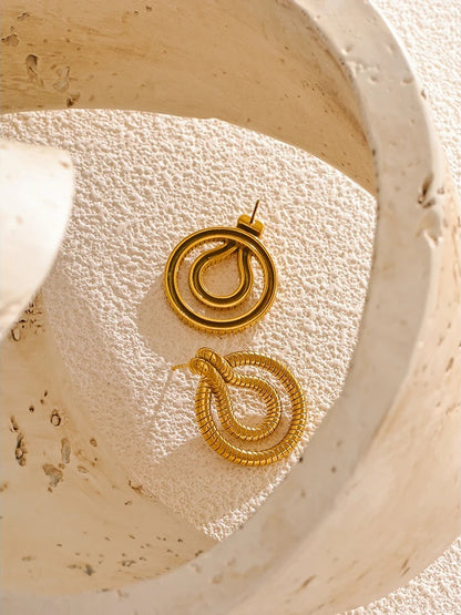 Minimalist snake stud earrings - product image