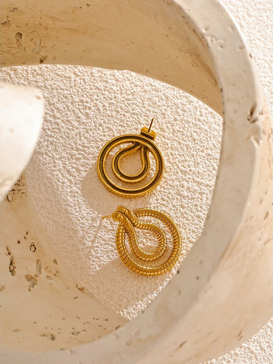Minimalist snake stud earrings - product image