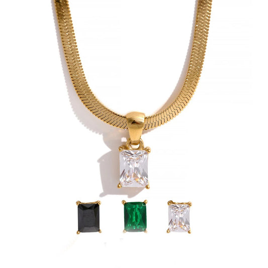 Minimalist square cubic zirconia pendant necklace - product image