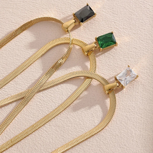 Minimalist square cubic zirconia pendant necklace - product image