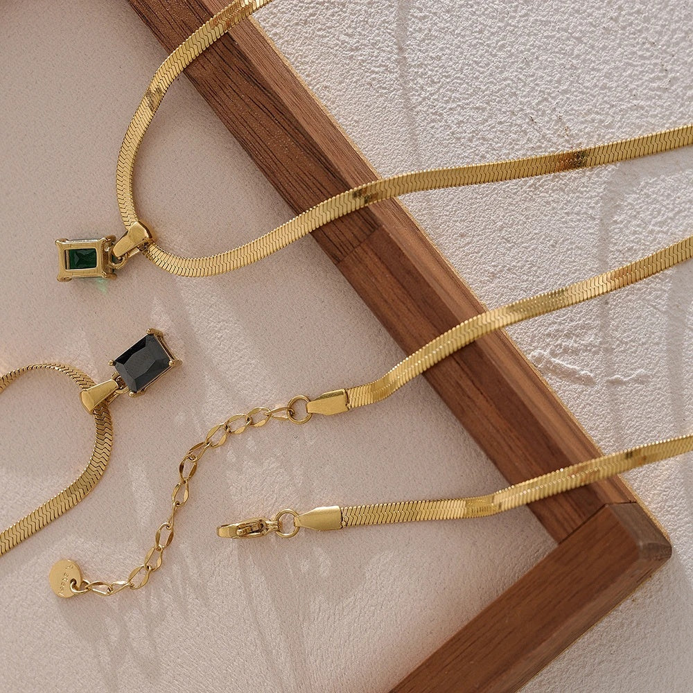 Minimalist square cubic zirconia pendant necklace - product image