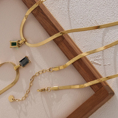 Minimalist square cubic zirconia pendant necklace - product image