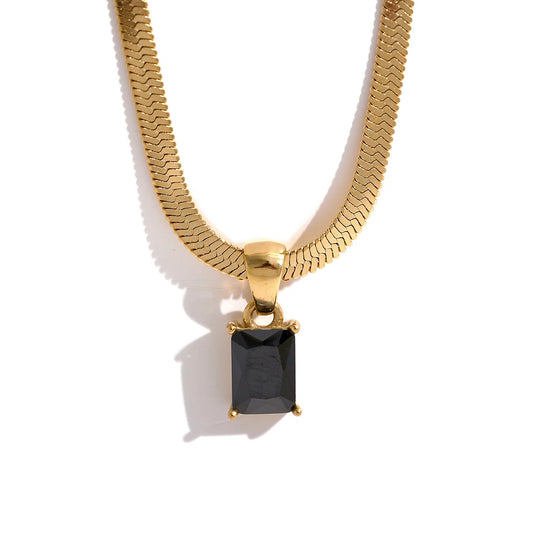 Minimalist square cubic zirconia pendant necklace - product image