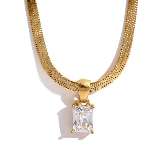 Minimalist square cubic zirconia pendant necklace - product image