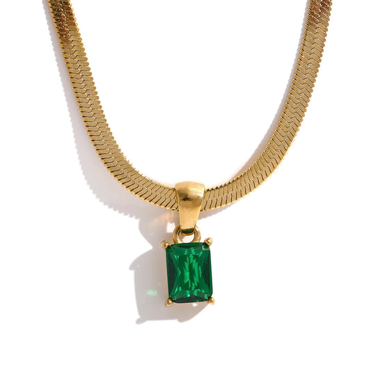 Minimalist square cubic zirconia pendant necklace - product image