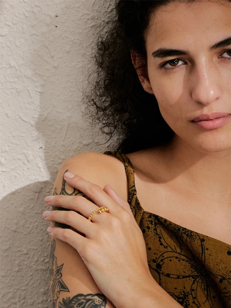 Minimalist stainless steel bead shape ring - product image