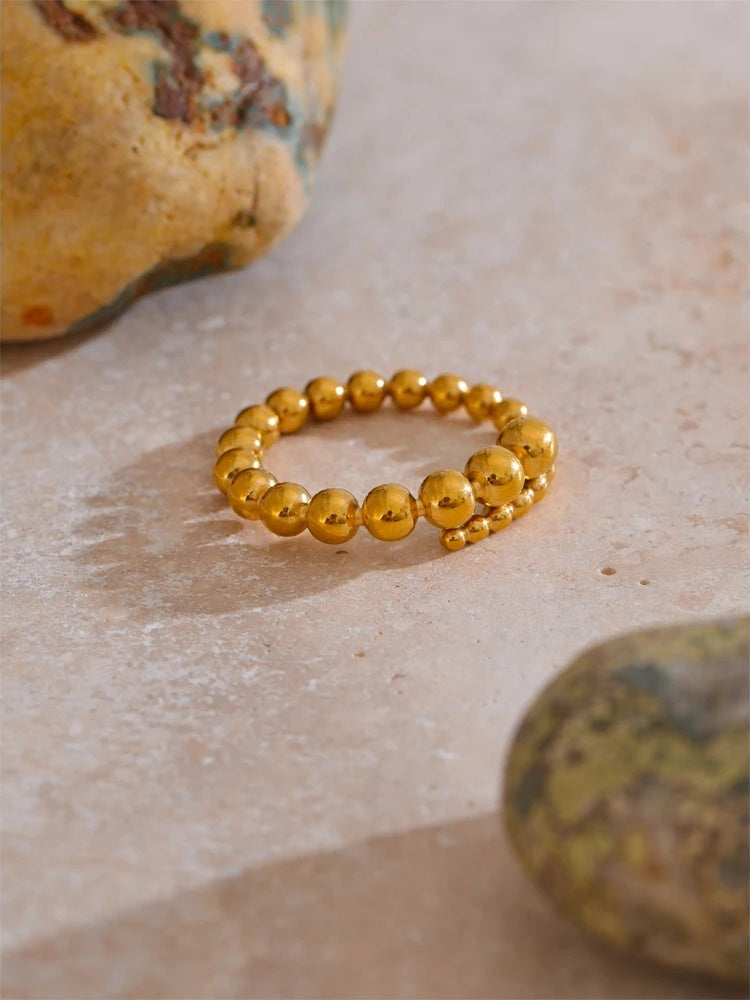 Minimalist stainless steel bead shape ring - product image