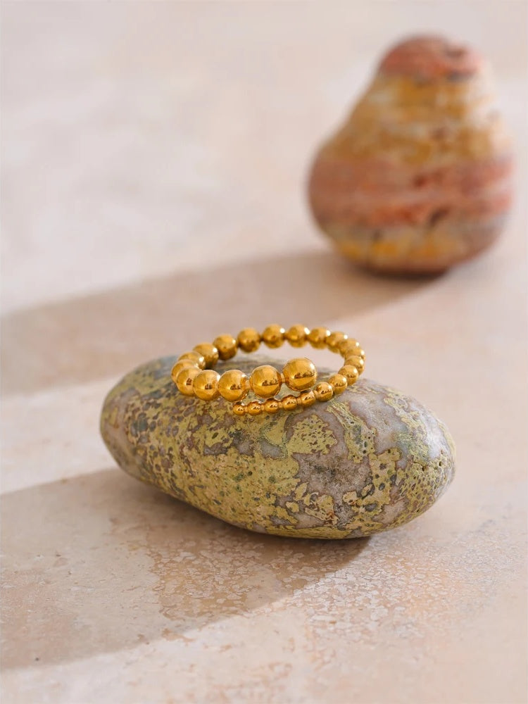 Minimalist stainless steel bead shape ring - product image