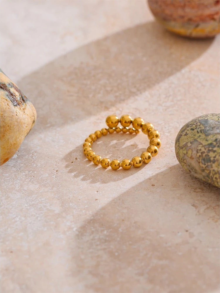 Minimalist stainless steel bead shape ring - product image