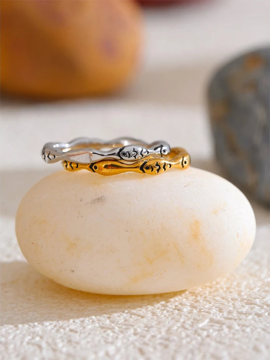Minimalist stainless steel cute fish ring - product image