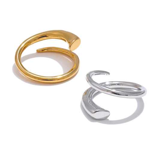 Minimalist stainless steel metal fashion ring - product image