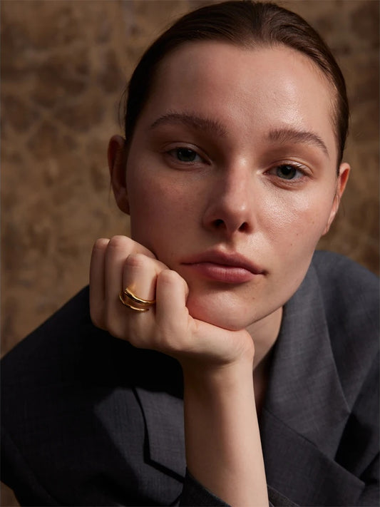 Minimalist stainless steel metal fashion ring - product image