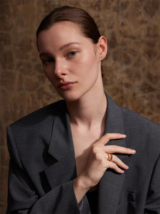 Minimalist stainless steel metal fashion ring - product image
