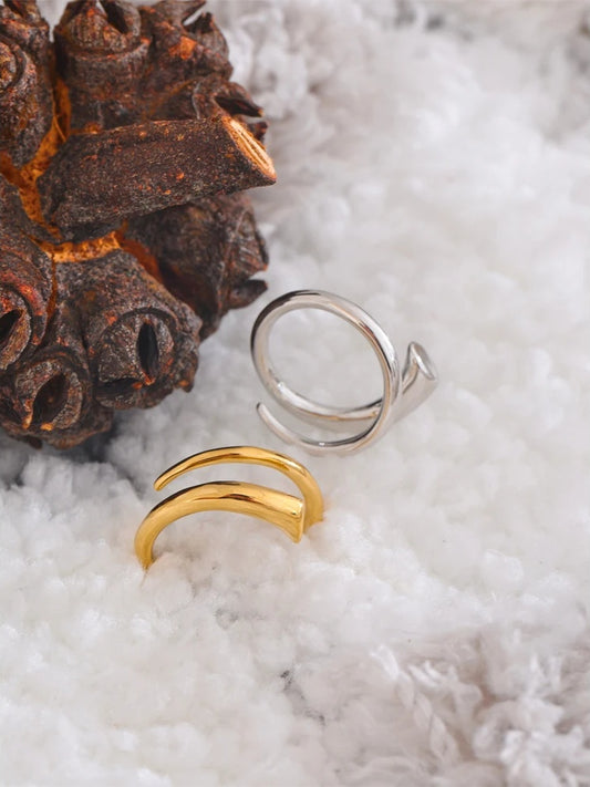 Minimalist stainless steel metal fashion ring - product image