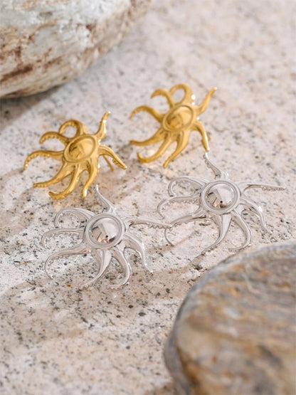 Minimalist tentacle push-back stud earrings - product image